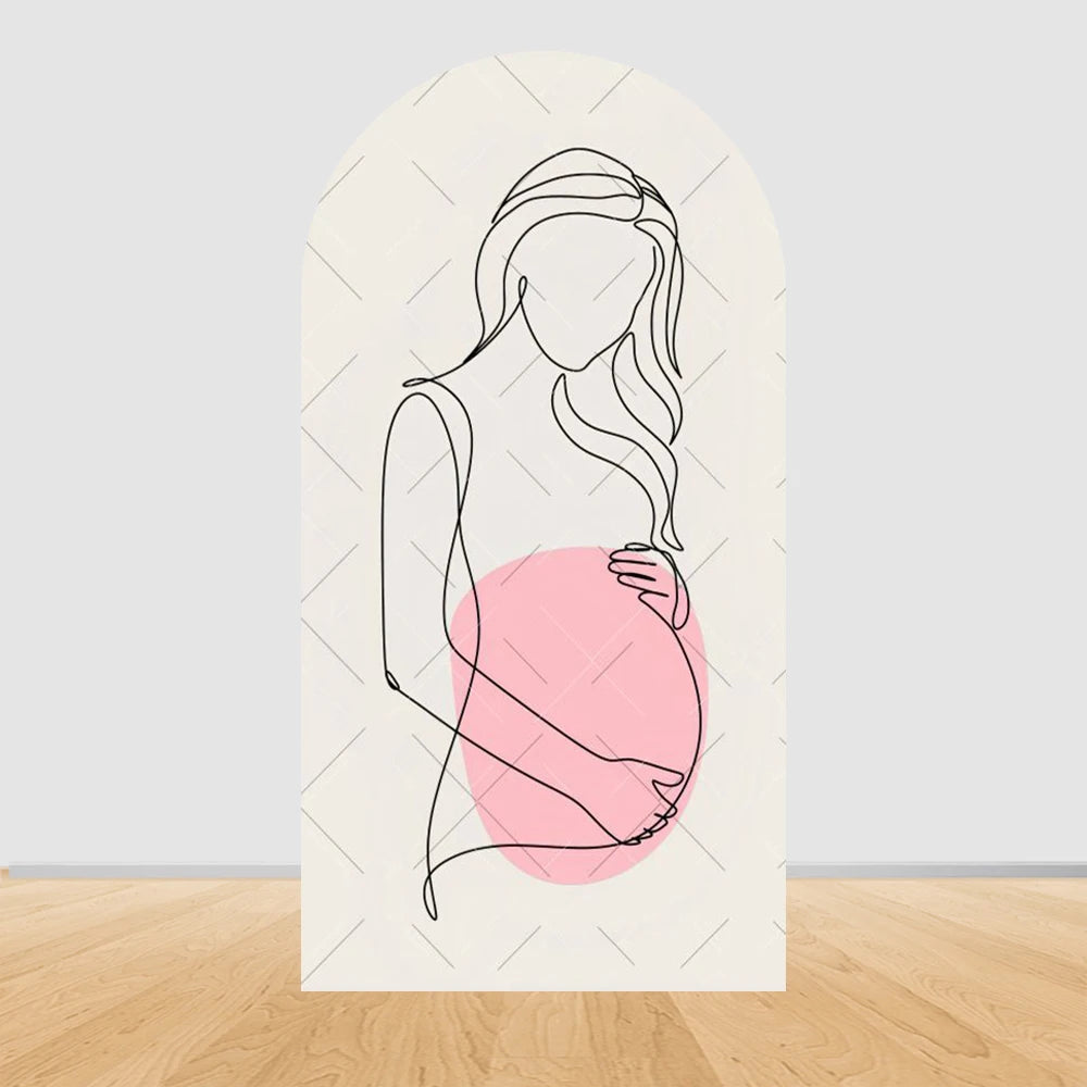 Pregnant Women Theme Arched Elastic Background Cover Welcome Baby Bear Flowers Baby Shower Photography Background Wall Decor