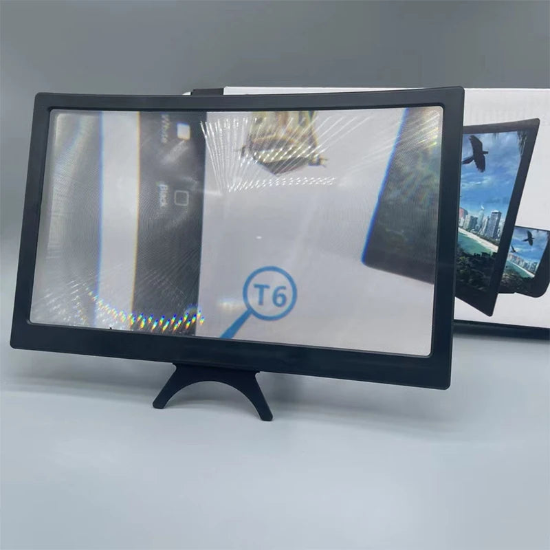【12 Inch Large Screen 3D HD Amplifier Curved Screen Mobile Phone Screen Magnifier Smartphone Video Amplifier Stand Holder】
