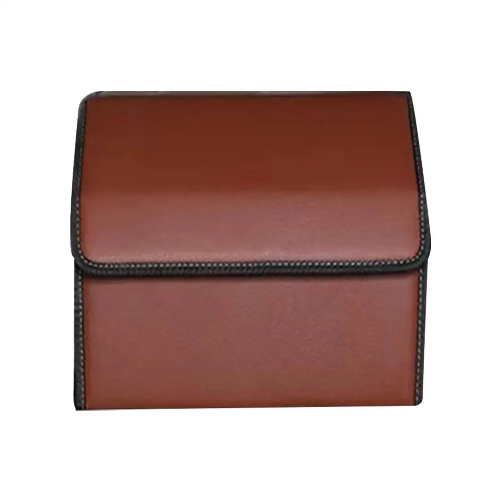 PU Leather Car Trunk Organizer Collapsible Storage Box with Lid Foldable Container Bag Universal Auto Interior Accessories