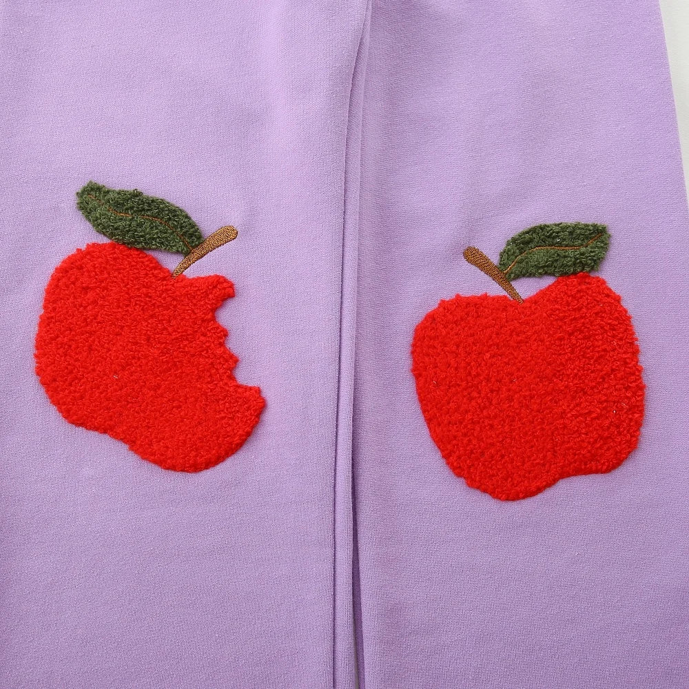 New Arrivals 2026 Girls Sweatpants Apple Embroidery Autumn Spring Children's Trousers Fashion Kids Clothing Full Length Pants