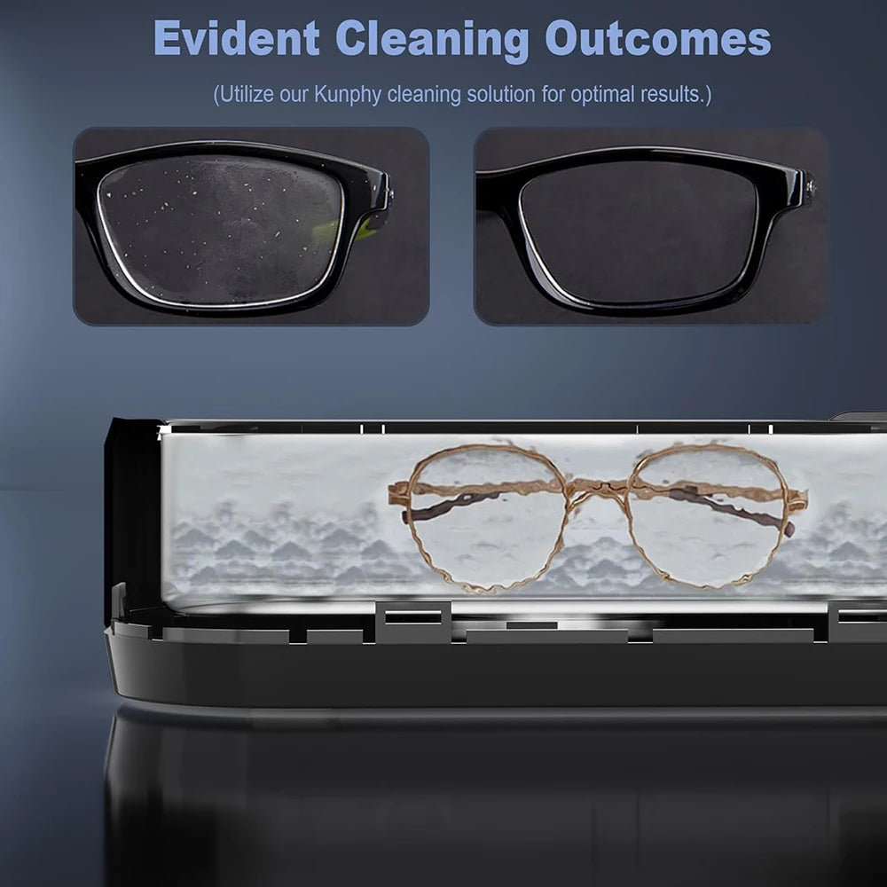 KUNPHY 360° Deep Ultrasonic Cleaning Machine 12oz Ultrasonic Cleaning Device For Glasses Watches Jewelry Denture Dental Pod