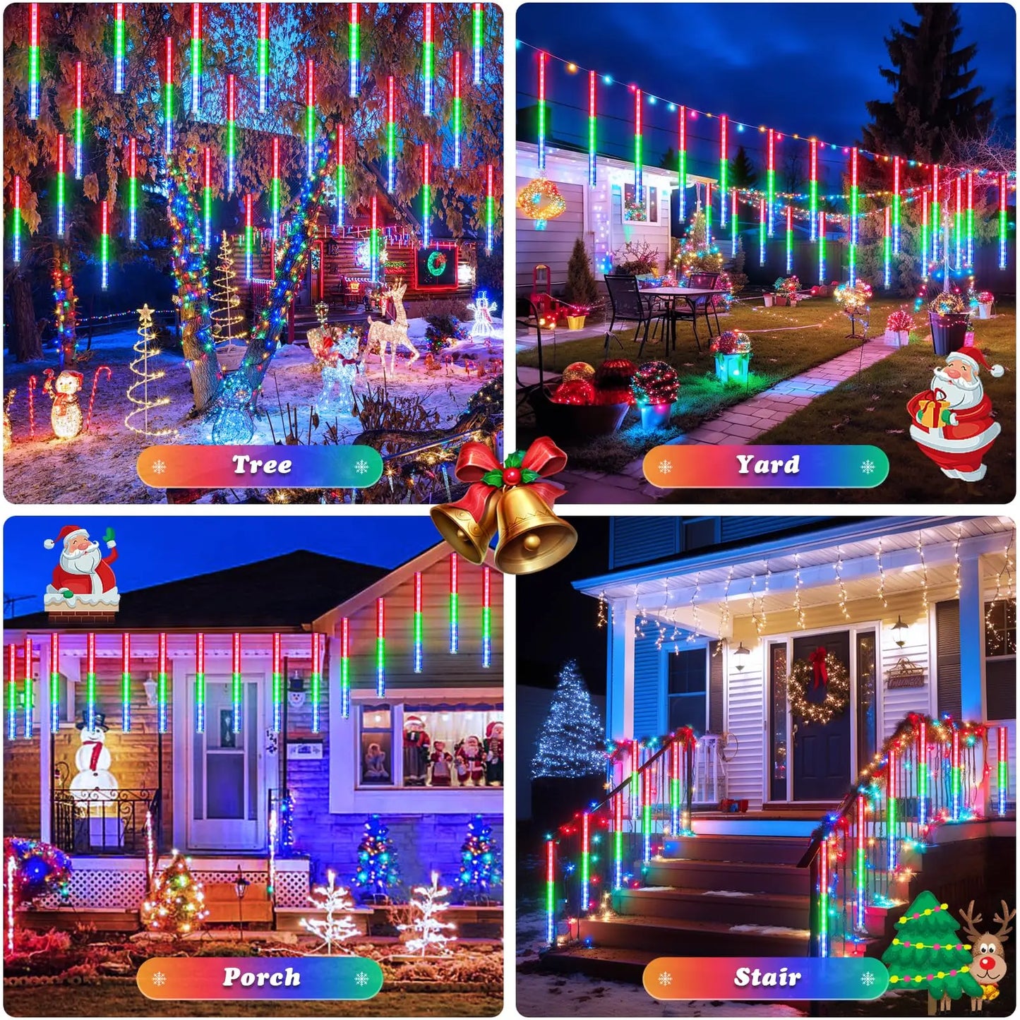 Solar LED Meteor Shower Light String Outdoor Waterproof Fairy Garden Light Christmas Wedding Decoration for Tree Garden Eave