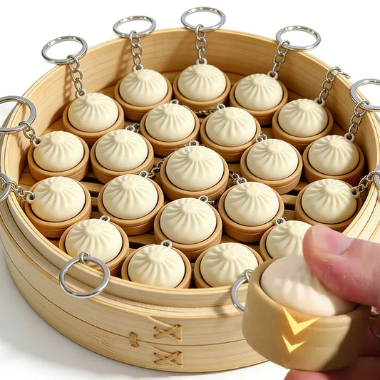 Creative Steamer Bun Pendant Key Chain 2026 New Decompression Simulation Hanging Bag Decoration Toy Gifts