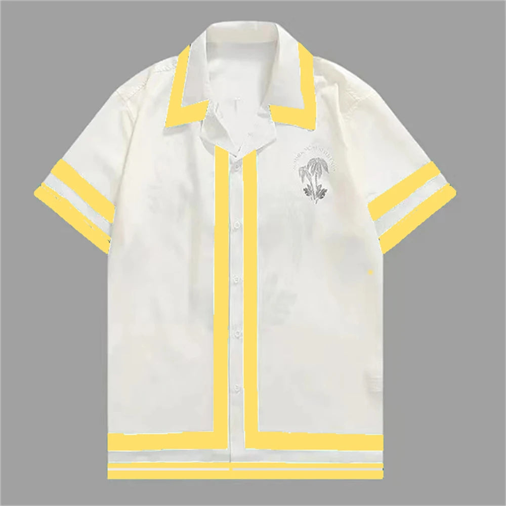 2025 Men's Short Sleeve Shirts Fashion Shirts Hawaiian Casual Comfortable Vacation Travel Oversized Tops camisa blanca hombre