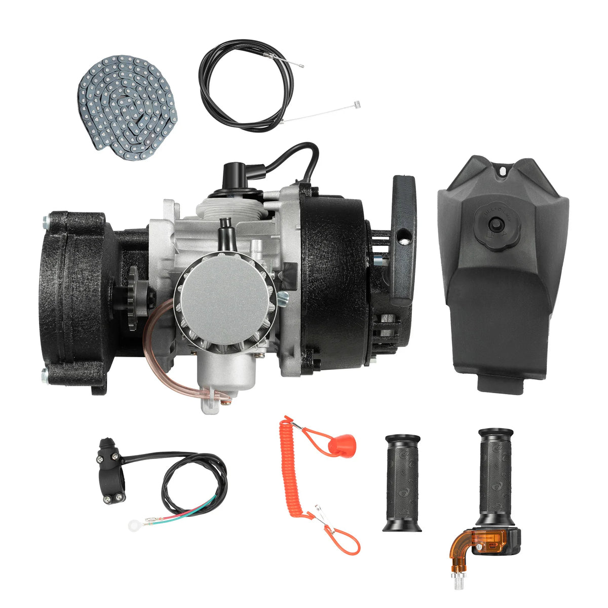 49CC 50CC 2 Stroke Dirt Bike Engine Motor Kit 7000RPM Gas Powered Engine Single Cylinder Air-Cooled Engine Aluminum Engine with T8F Chain Fuel Tank for Pocket Mini Dirt Beach Bike ATV Scooter