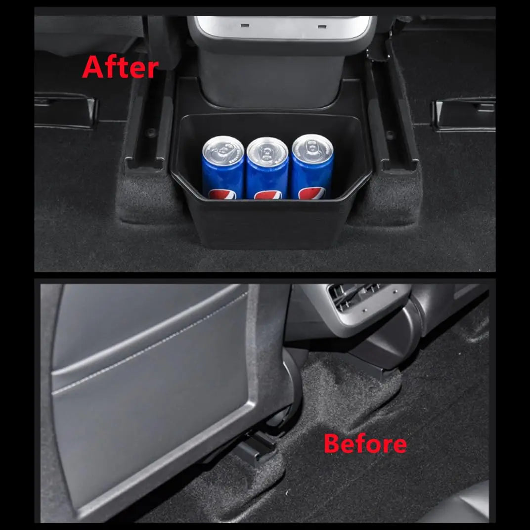 Rear Seat Storage Box For Tesla Model Y 2021-2024 2025 2026 Juniper Center Console Organizer Backseat Trash Can Garbage Bag Tray