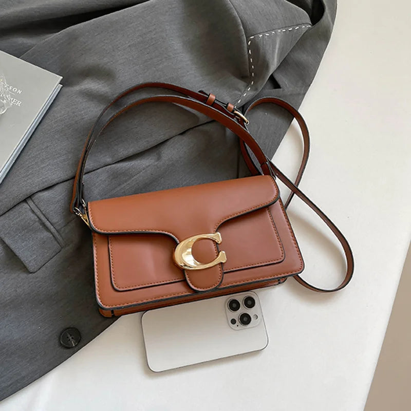 2026 New Niche Luxury Solid Color Tote Bag Retro Simple Square Bag Fashion Versatile Messenger Bag
