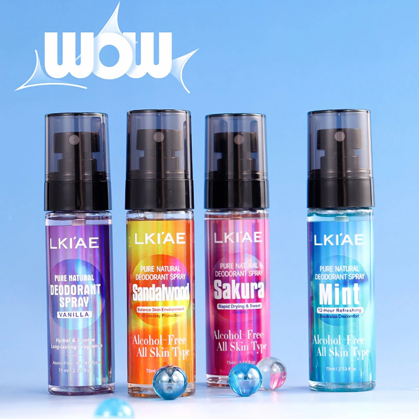 LKIAE Natural Deodorant Body Spray, 12H Antiperspirant And Odor Control, Formulated Without Alcohol, For Women & Men