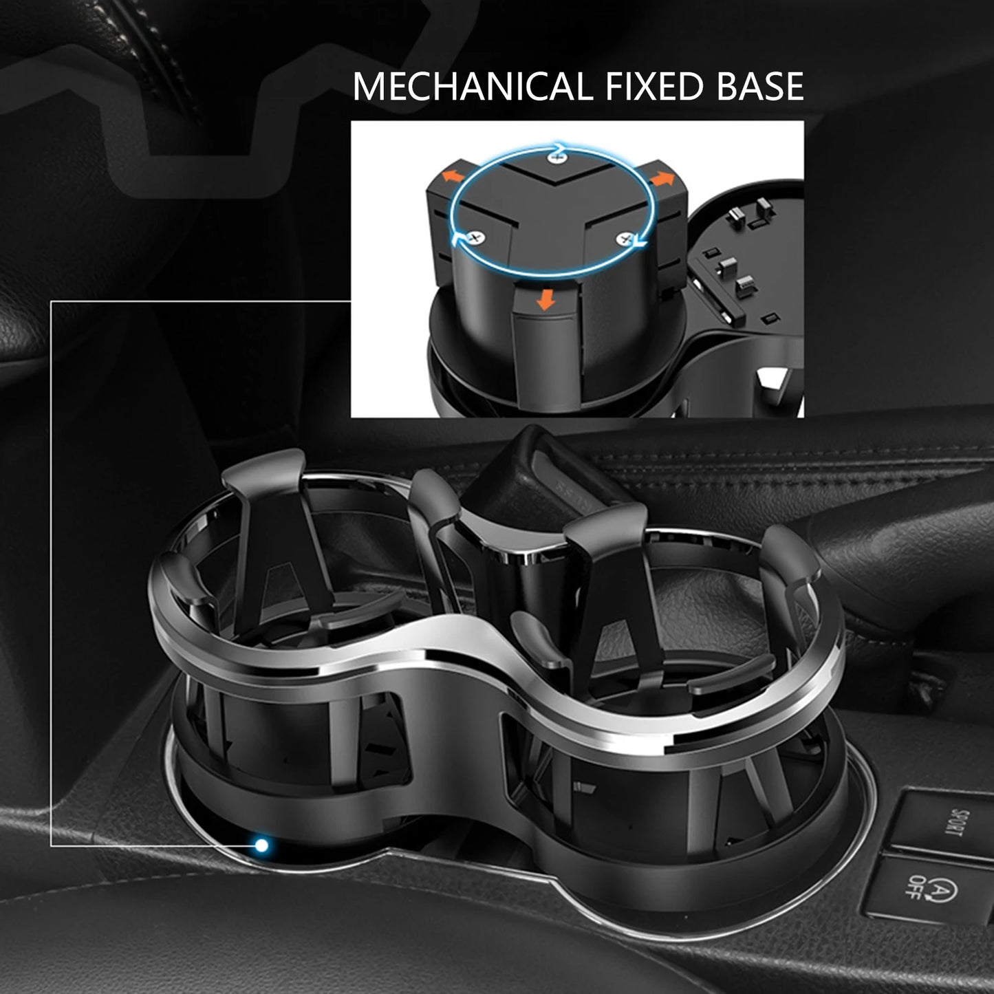 Double Car Cup Holder Expander Durable ABS 2-in-1 Beverage Organizer for SUV Truck Universal Fit Space Saving Accessories