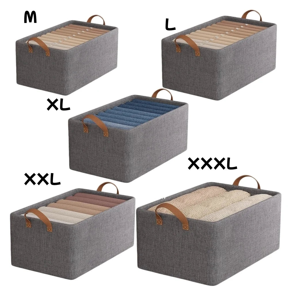 1pc Foldable Fabric Storage Box for Home Use Wardrobe Organizer for Clothes and Pants Layered Storage Solution