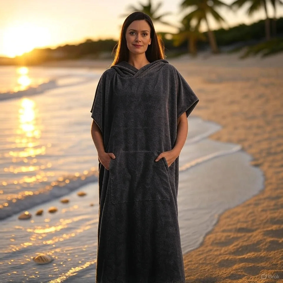 Unisex Oversized Quick Dry Poncho Hoodie Towel Beach Robe Swim Surf Changing Towel Loungewear Pajamas for Adults