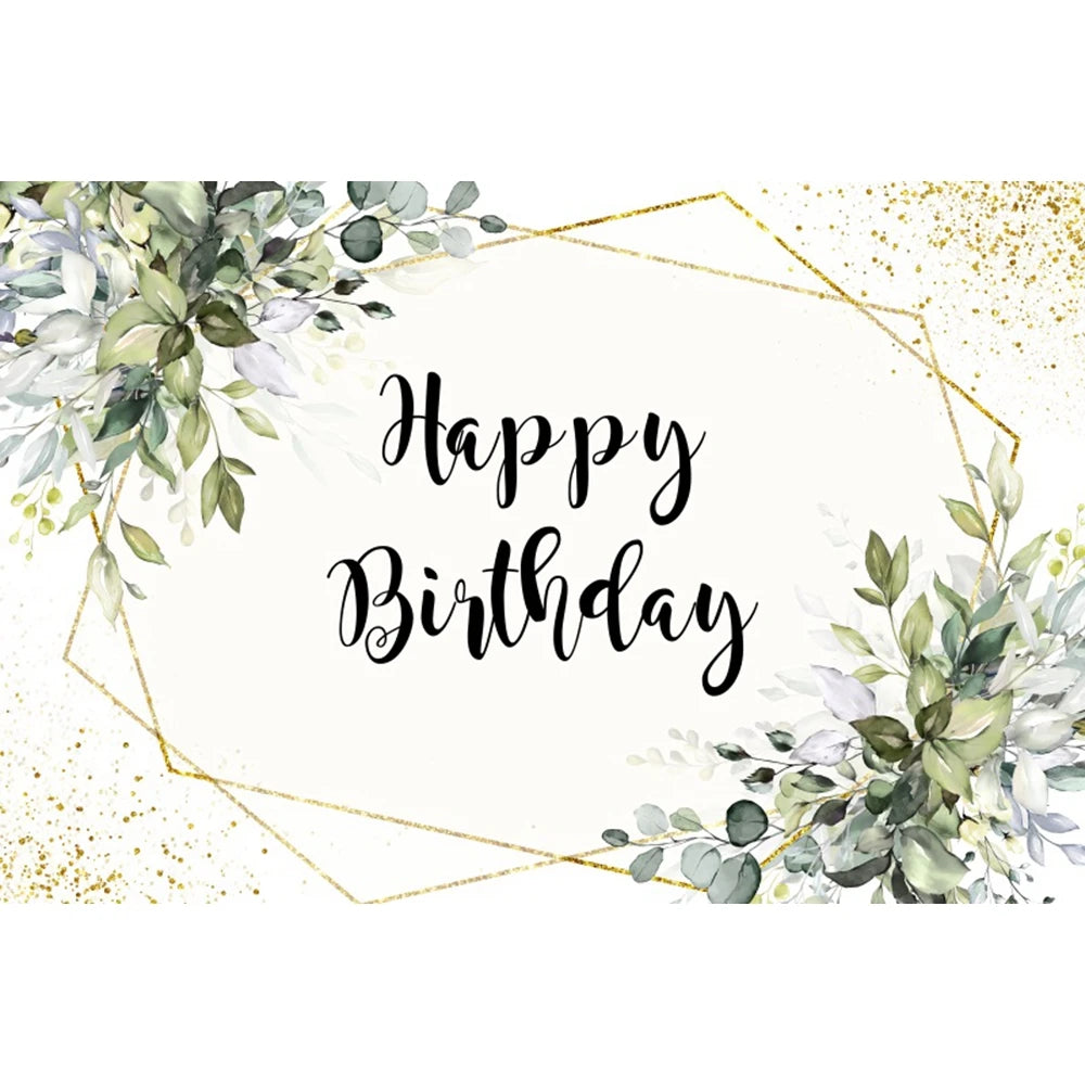 Happy Birthday Backdrop Gold Frame Frame Flower Butterfly Baby Shower Adult Anniversary Birthday Party Photography Background