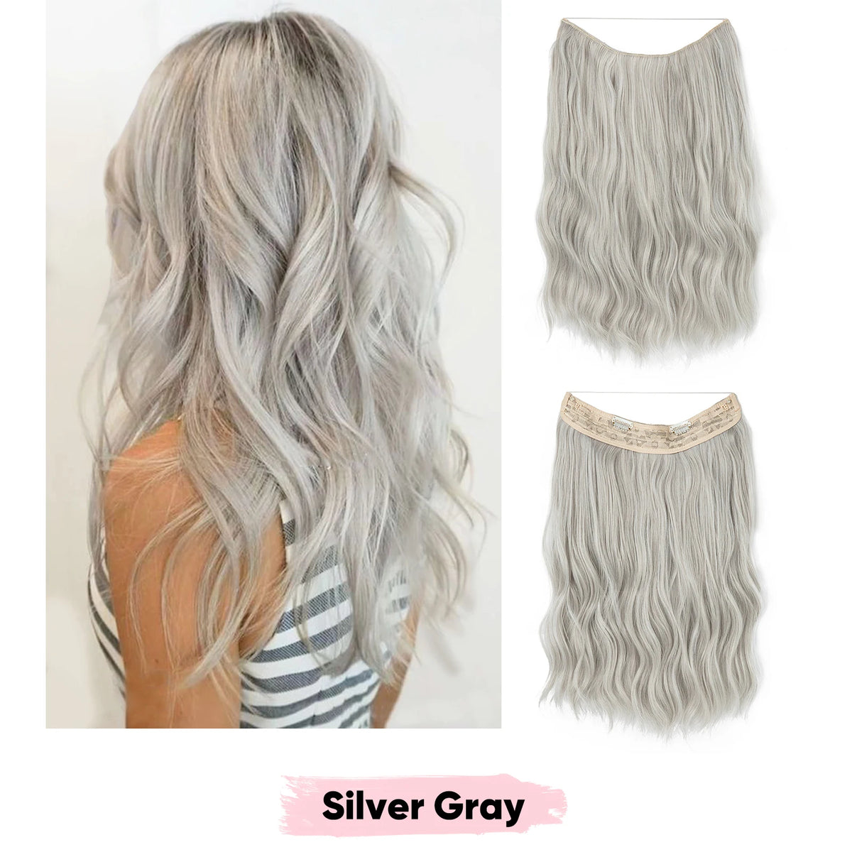 SARLA Synthetic Wave Invisible Wire Clip in Hair Extensions Fish Line With Clips Hairpiece Ombre Fake Hair Piece For Woman