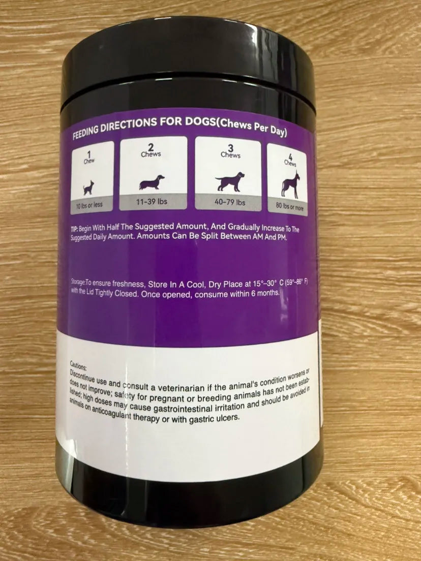 200ct Dog Allergy Chews Supplements Relief Itchy Chew Probiotics Vitamins for Skin Coat Anti Itch Immune for Dogs Paws Treatment