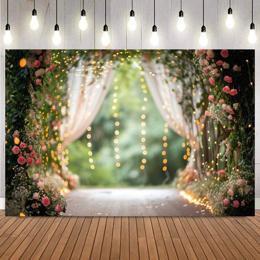 Wedding Ceremony Backdrops Flower Wall Spring Summer Bridal Shower Mr & Mrs Photography Background Photo Studio Props
