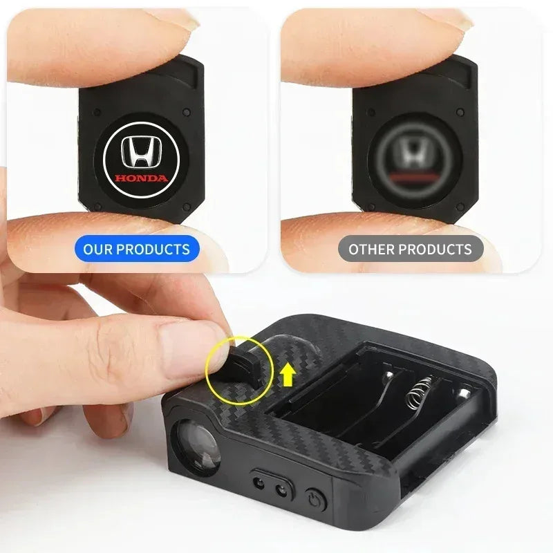 1/2pcs HD Wireless Car Door Welcome Lights Auto Projector Lamp Accessories for Honda Civic Fit Jazz Accord HRV CRV City Stickers