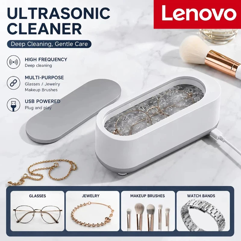 Lenovo Ultrasonic Cleaning Machine Vibration Wash Cleaner Jewelry Glasses Cleaner Watch Cleaning Makeup Brush Cleaning Tool New