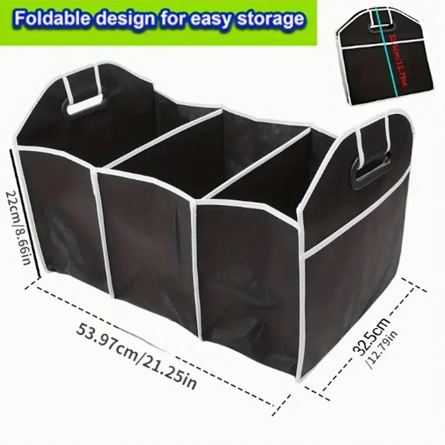 1pc Universal Car Trunk Organizer Portable Foldable Waterproof Auto Storage Bag With 3 Compartments For SUV Truck Van Sedan ﻿