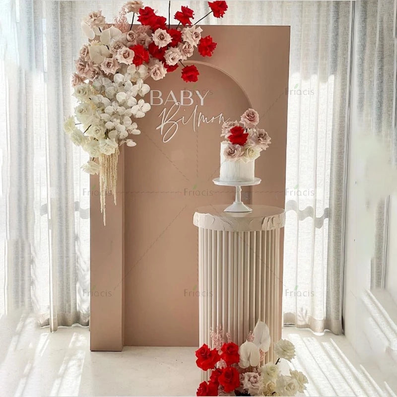 Artificial Rose Hydrangea Peony Flower Row Wedding Arch Backdrop Wall Hanging Floral Hotel Event Party Home Decor Window Display
