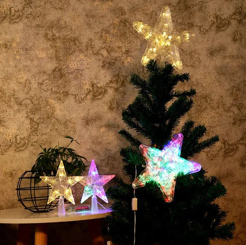Christmas Decoration Glowing Tree Topper Glitter Shining Star Xmas Tree Ornaments for Home Decor Navidad New Year 2026 Gift