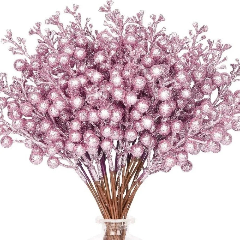 10Pcs Artificial Berry Picks Pine Branches Christmas Tree Decoration for Home New Year 2026 Decor Xmas Crafts Wreath Ornament