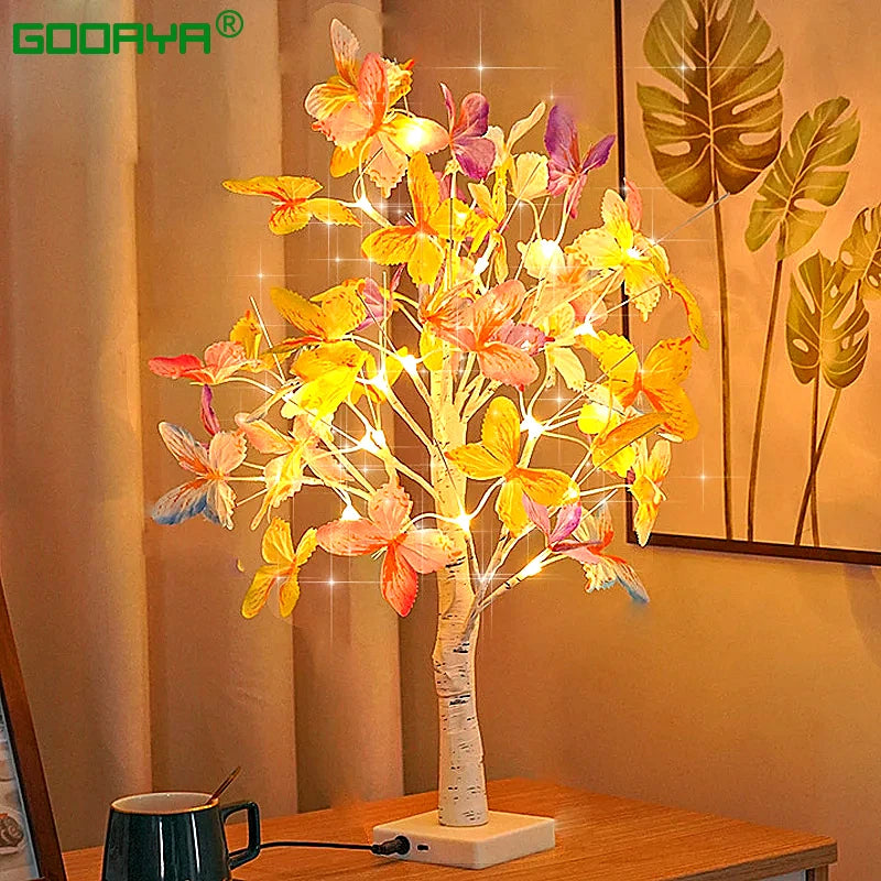 DIY Decorative LED Tabletop Bonsai Tree Fairy Lights Butterfly Tree Lamp for Home Decor Party Holiday Camping Gift