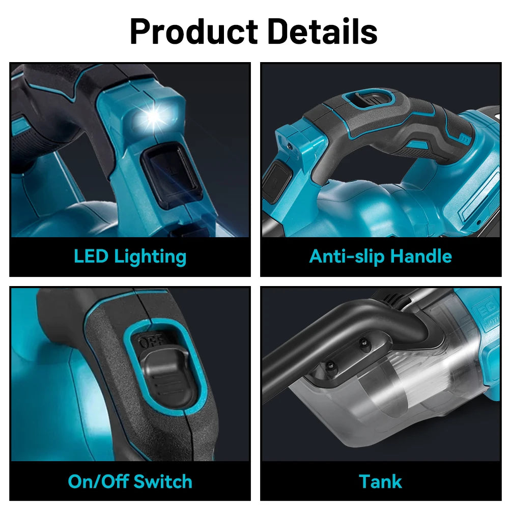  16000pa Cordless Electric Vacuum Cleaner Handheld Home Car Dual Use Dry/Wet Dust Carpet Cleaning Tool for Makita 18v Battery