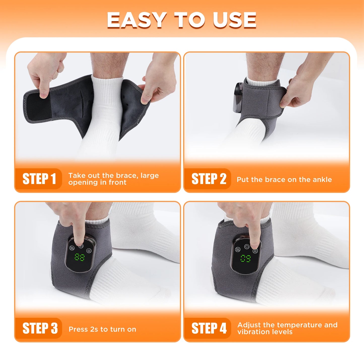 Heating Ankle Massage Belt Electric Hot Compress Vibration Massage Foot Ankle Guard Band Carpal Wrap Support Brace