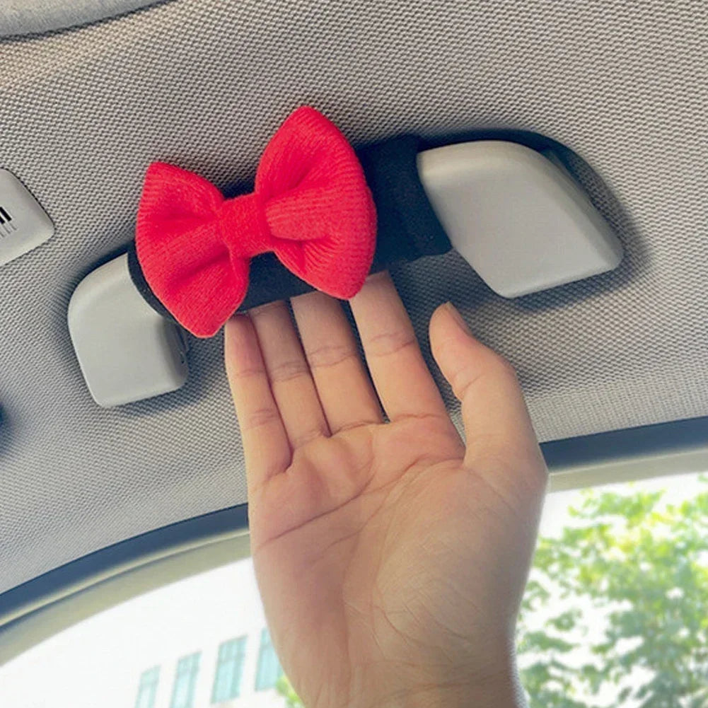 Car Styling Roof Armrest Covers Cute Bow Tie Soft Suede Protective Cover Car Roof Handle Cover Auto Interior Accessories