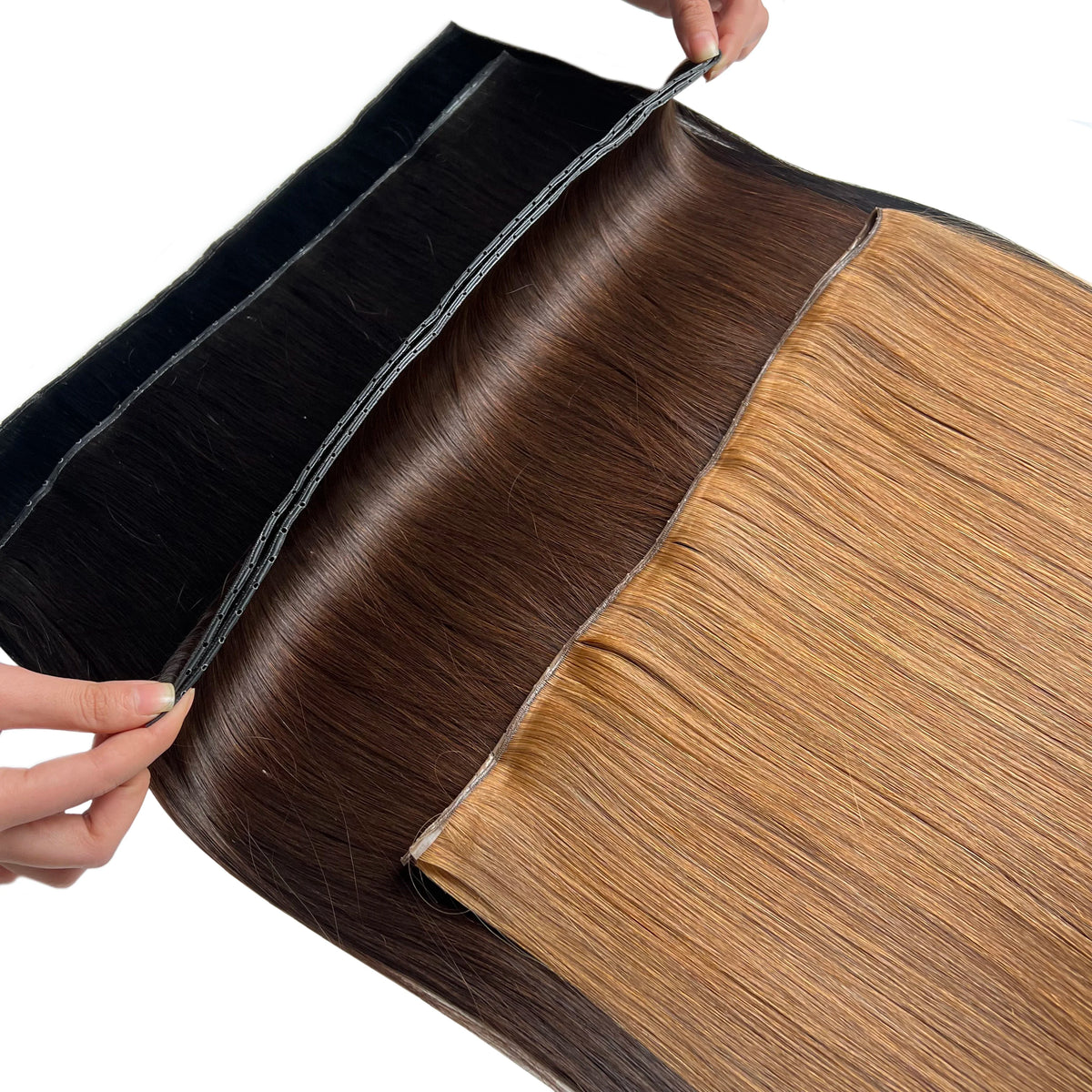 Butterfly Weft Hair Extensions Human Hair Invisible Flat PU with Hole Twin Tabs Hair Weft 12-24inch Micro link 100g