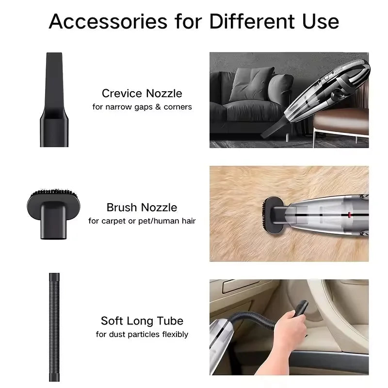 Portable Wireless Handheld Vacuum Cleaner USB Rechargeable, Multi Function Dual Use Car Home Mini Vacuum, Long Endurance Cordless Small Cleaning Vacuum for Household Auto Interior