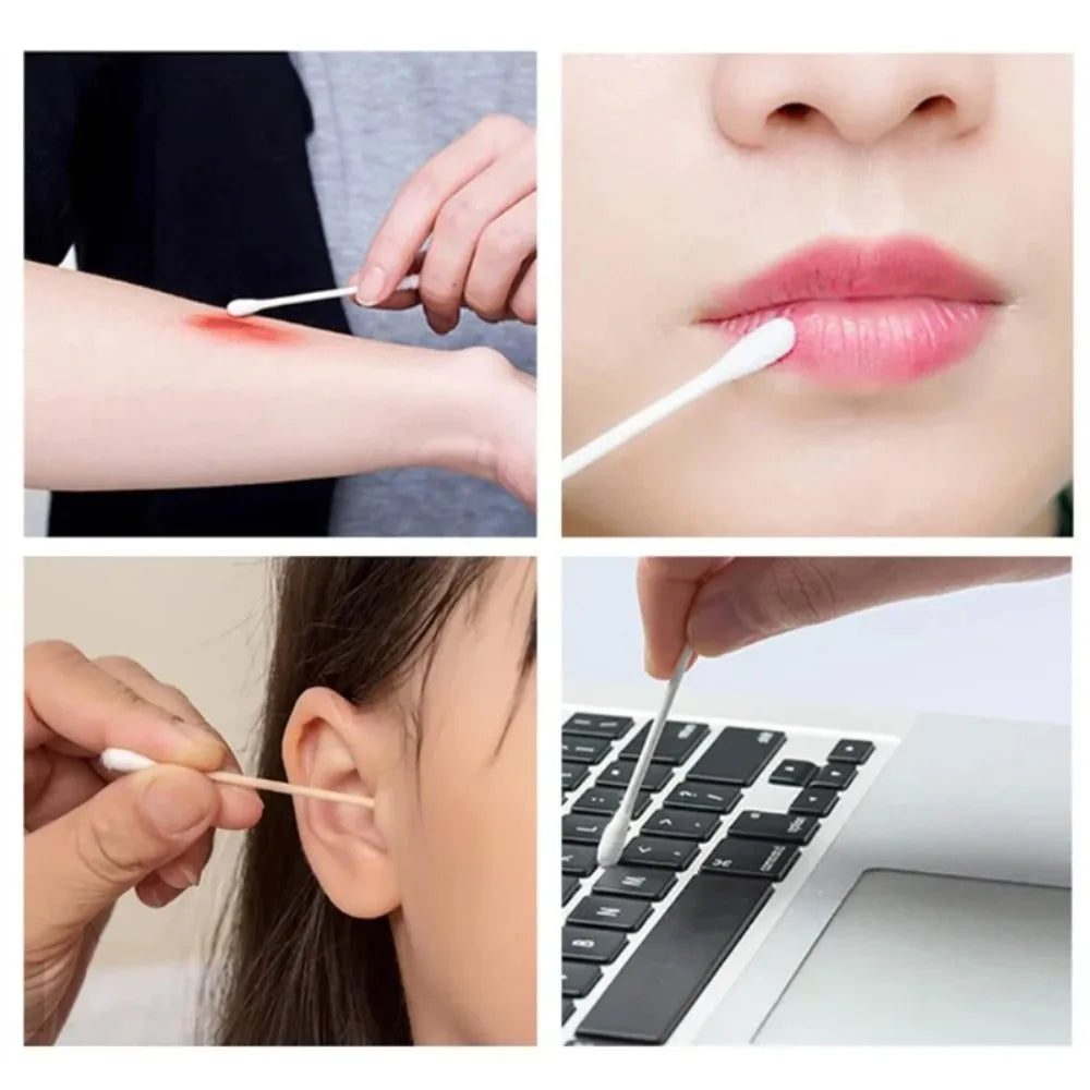 100/300/500/1000pcs Double Head Cotton Swab Women Makeup Cotton Buds Tip for Wood Sticks Nose Ears Cleaning Health Care Tools