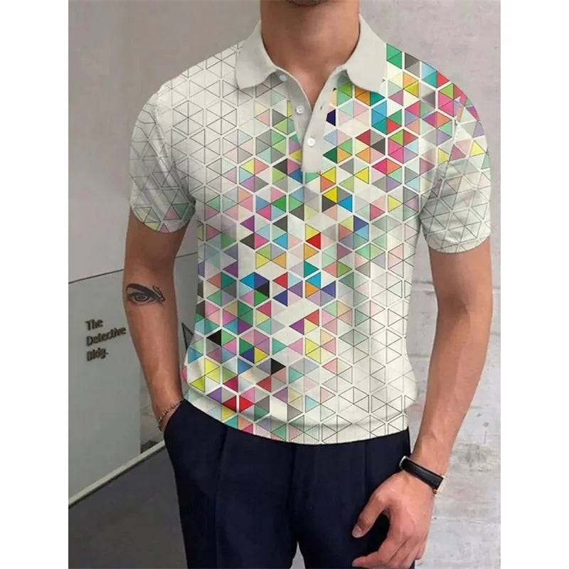 New Men'S Polo Shirt 3d Rainbow LBG Printed Men Clothing Summer Casual Short Sleeved Loose Oversized Shirt Street Fashion Tops