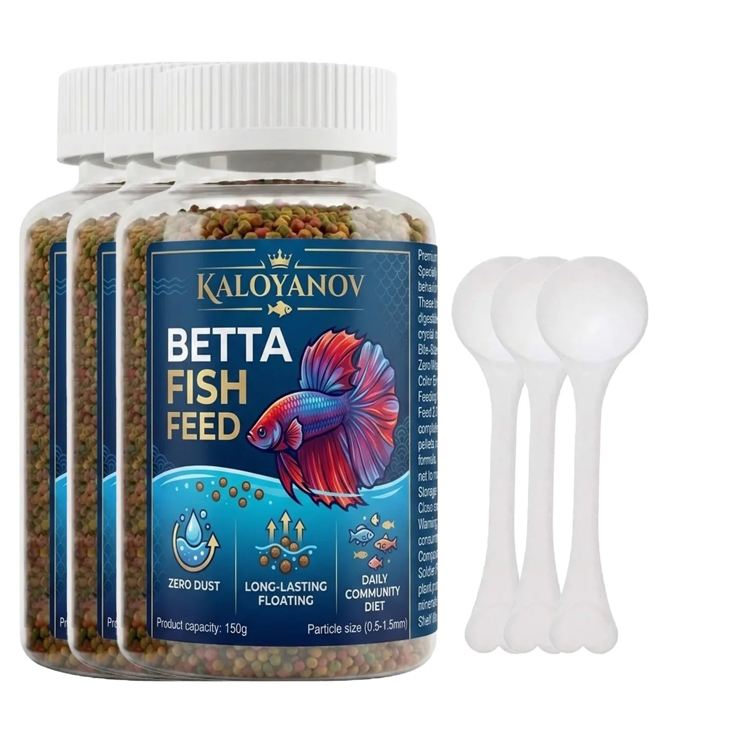 450g Premium Betta Fish Food Floating Micro Granules Nutrient-Rich Daily Diet with Scoop Zero Dust for All Small Tropical Fish