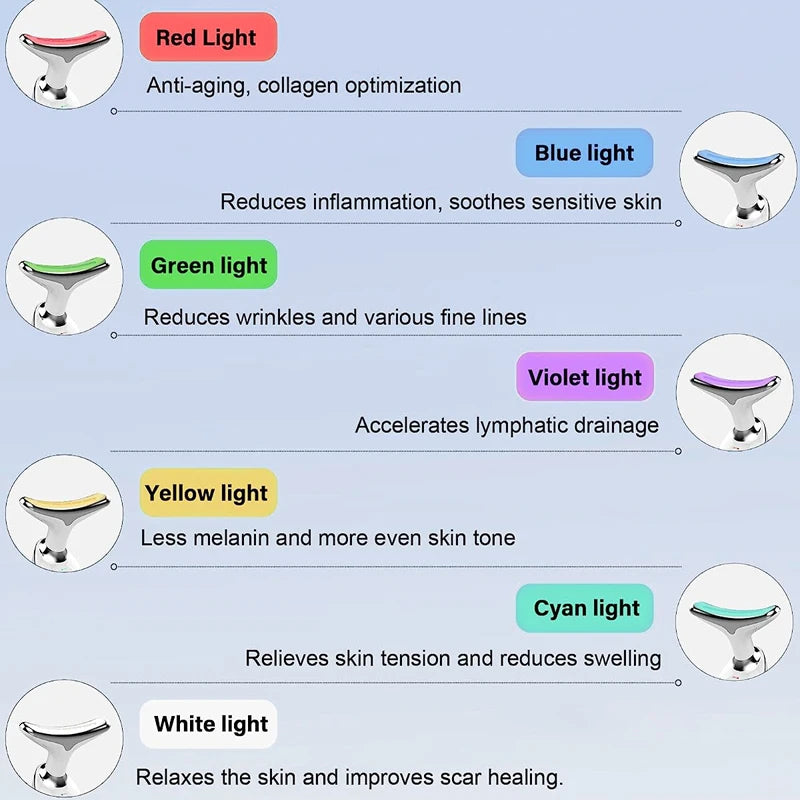 7 Color EMS Neck Beauty Device Face Lifting Massager Double Chin Remover Anti Wrinkle LED Photon Skin Tightening Facial Massager