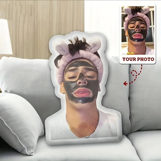 Personalized Photo Plush Pillow - Custom FaceBodyNameTextLogo - Upload Your Own Picture - Soft Fabric Cushion for Bed, Sofa, Car