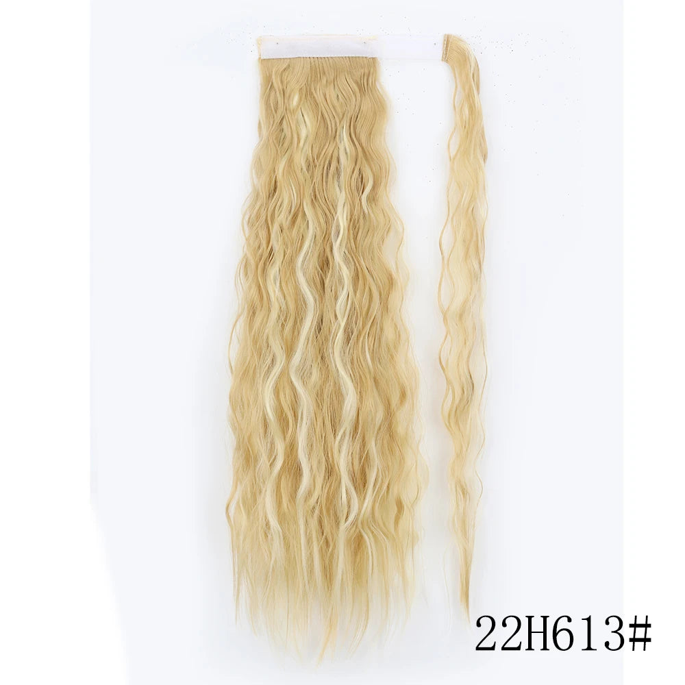 LISI GIRL Synthetic Hair 22''34'' Long Straight Ponytail Wrap Around Ponytail Clip in Hair Extensions Black Hairpiece Headwear