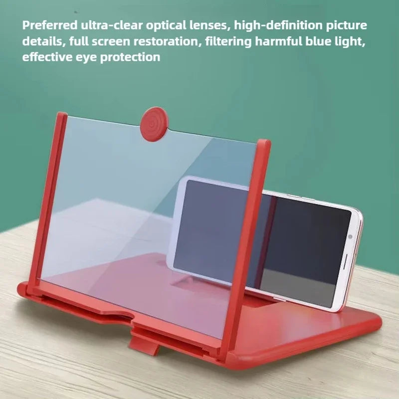 Phone Screen Magnifier 3D HD Tabletop Enlarger Cell Phone Magnifier For Video Watching Movie Night Home Travel Break 12/10 inch