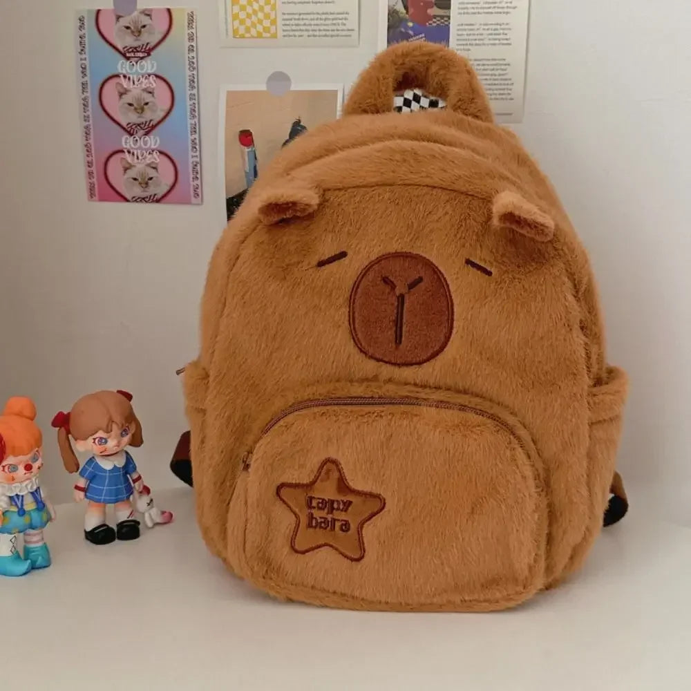 Kawaii Capybara Plush Cartoon Backpack