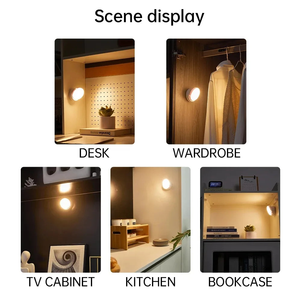 Night Light USB Motion Sensor Charging Round Energy-saving LED Lamp Bedroom Light Corridor Home Bathroom Wall Lights Night Light