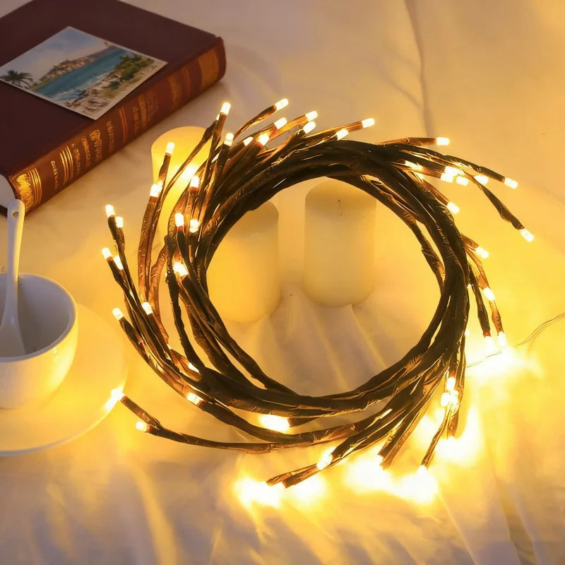 144LED Vine Branch String Lights Artificial Willow Vine Light USB Bendable DIY Indoor Decor Lighting for Bedroom Wall Holiday