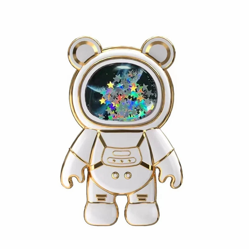 Quicksand Space Bear Phone Stand Holder For Samsung XIAOMI HUAWEI iPhone OPPO Case Cartoon Mobile Phone Sticker Holder Bracket