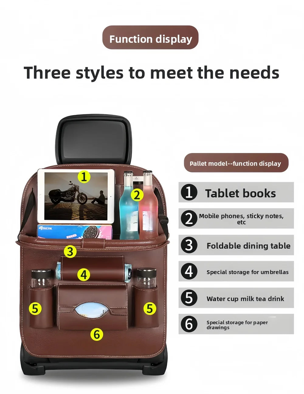 KASYPHE 2026 New Car Seat back Storage Organizer Bag Universal PU Leather Multifunction Storage Box Stowing Tidying Pocket Auto