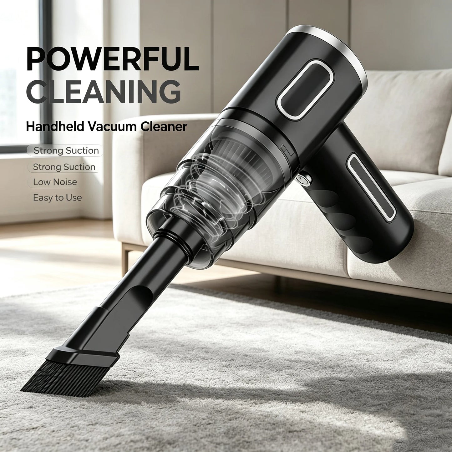 Wireless Handheld Car Vacuum Cleaner, Ergonomic Handheld Design Mini Cordless Vacuum, 3500Pa Strong Suction Car Home Dual Purpose Vacuum with LED Light, Rechargeable Compact Vacuum for Car Sofa Keyboard Pet Hair Corner Dust D