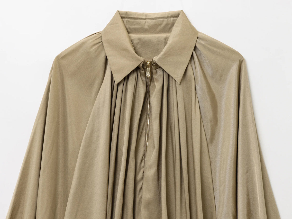 CHNMR Elegant Ruched Satin Jackets for Women Spring Fall Casual Zipper Jacket Long Sleeved Coats Female Chic Outerwears