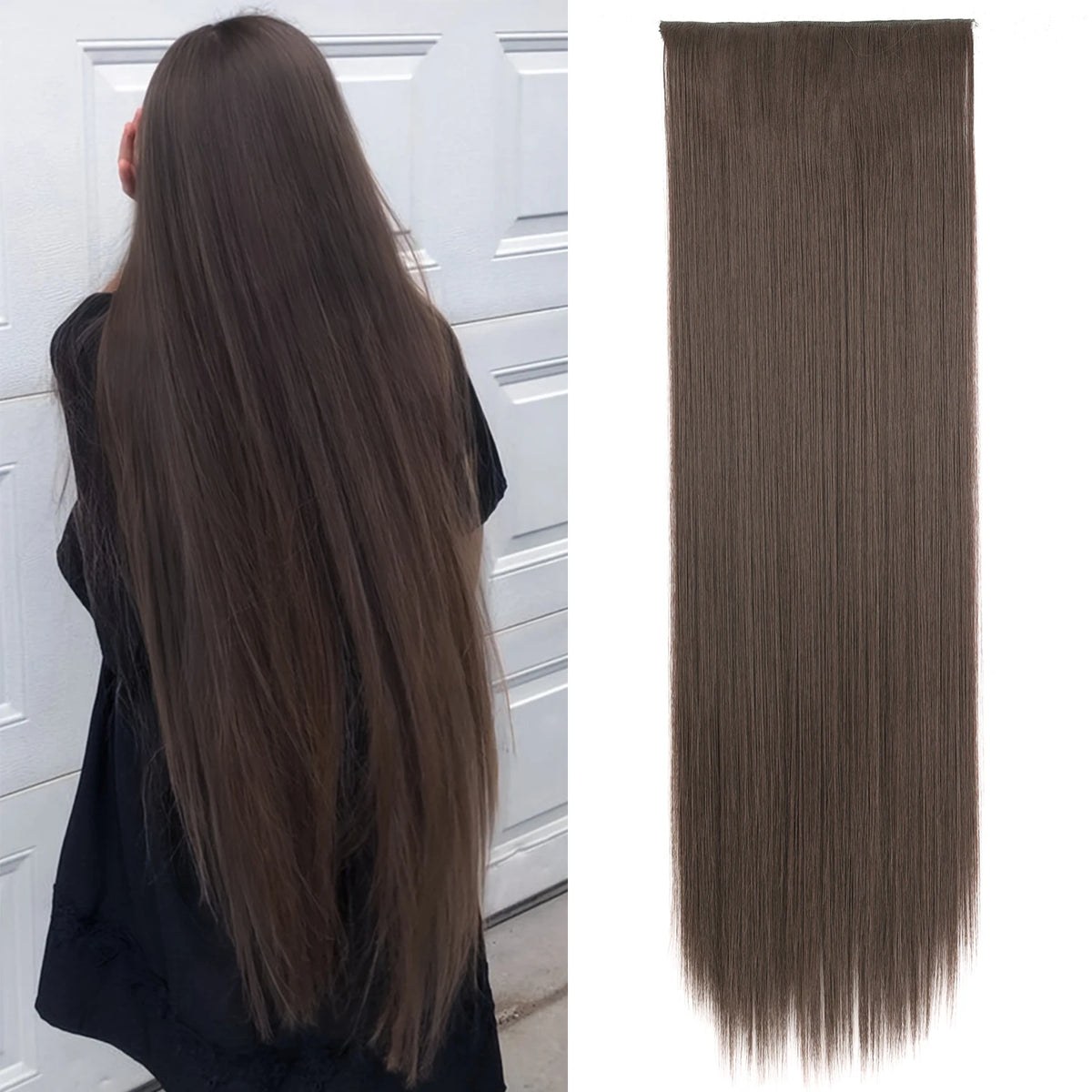 Synthetic Super Long Straight 5 Clip In Hair Extensions 32Inch One Piece Hairpiece for Women Multiple Colors Hair Extensions