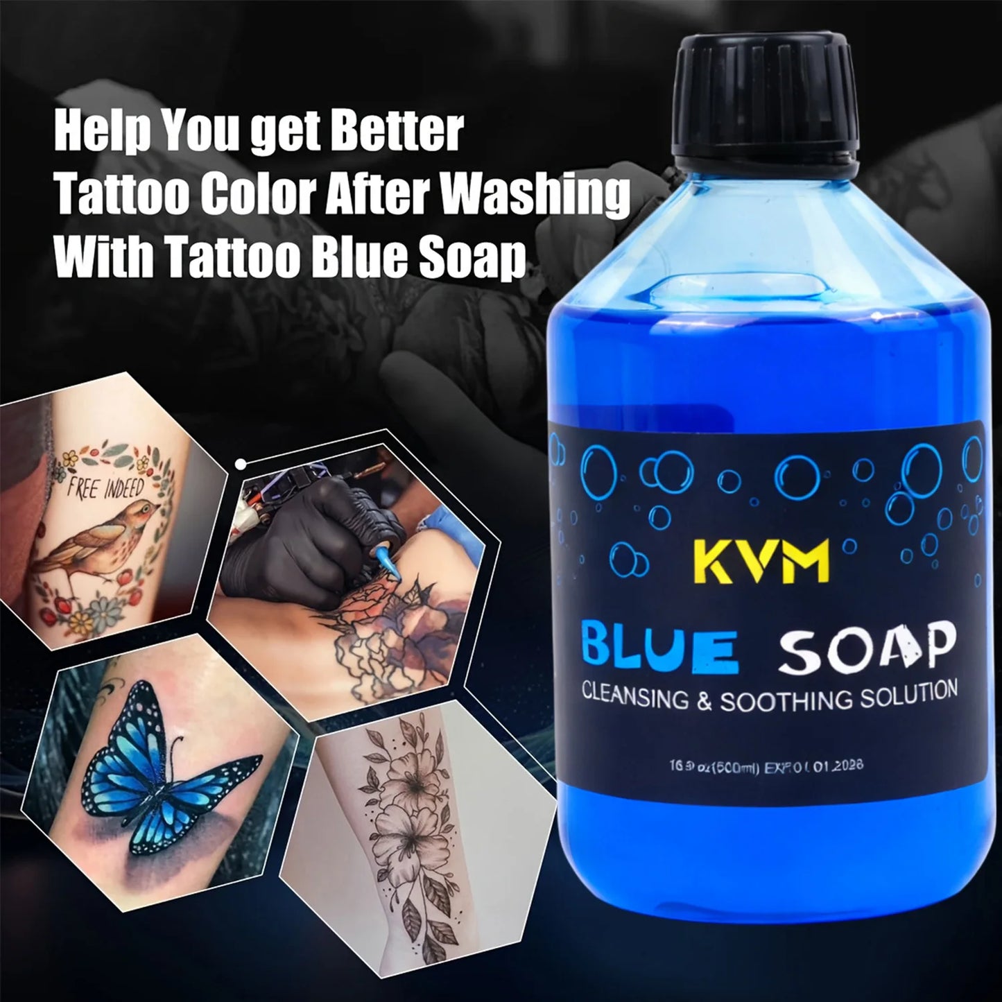 40/500ml Concentrated Tattoo Blue Soap Soothing Tattoo Aftercare Cleaning Solution To Reduce Skin Irritation for Tattoo Supplies