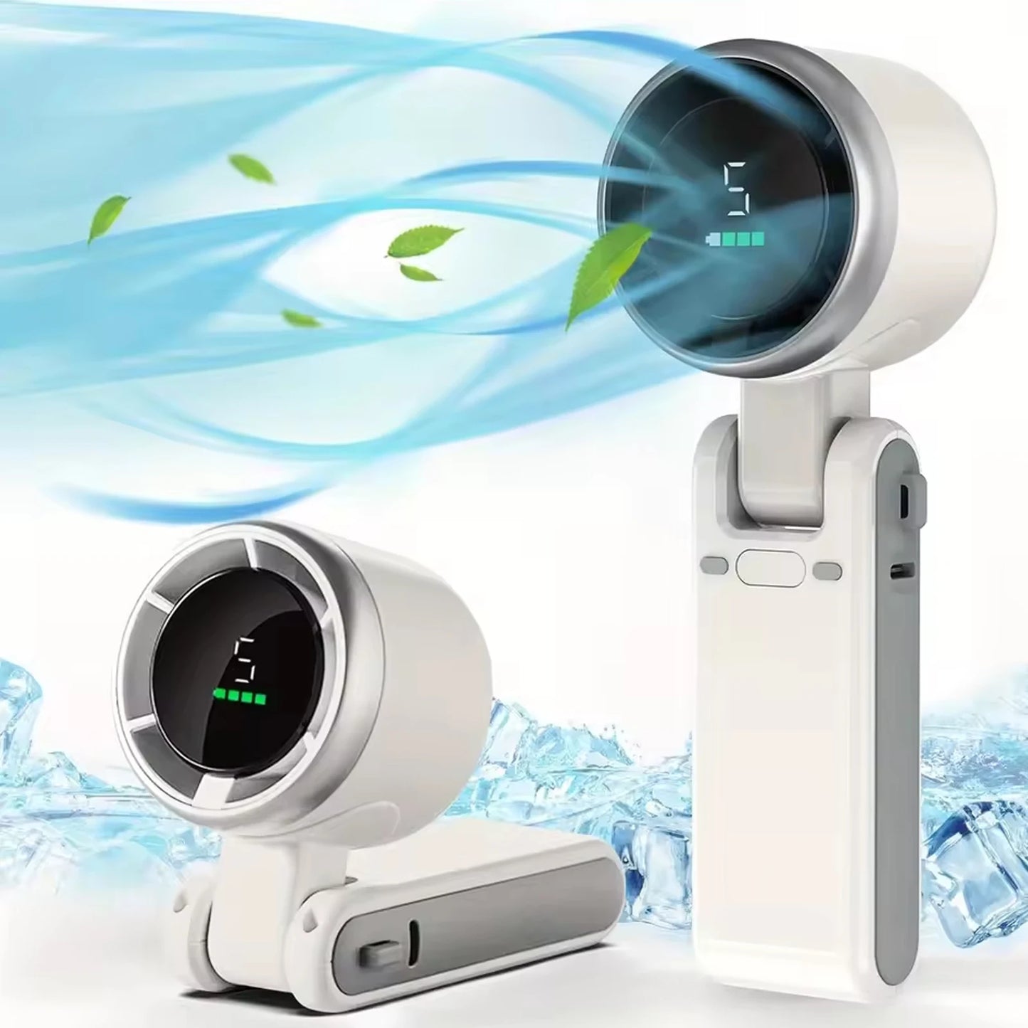 Mini High-speed Handheld Fan Type-c Charging Digital Display Portable Desktop Folding Hanging Camping Violent Turbo Fan