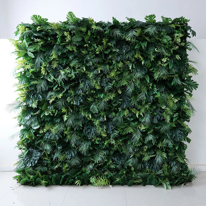 5D Green Turtle Leaf Flower Rolling Up Curtain Flower Wall Wedding Backdrop Decor Milan Turf Fabric Plant Wall Event Party Props