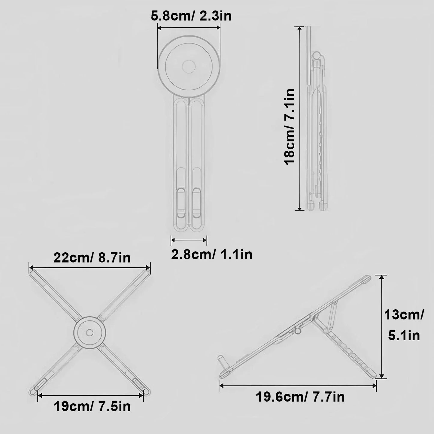 Portable Magnetic Phone Holder & Selfie Stick 3-in-1 Foldable Tripod Stand for iPhone iPad Tablet Laptop Desktop Use